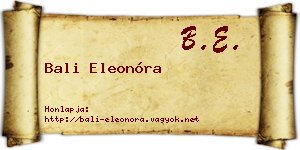 Bali Eleonóra névjegykártya